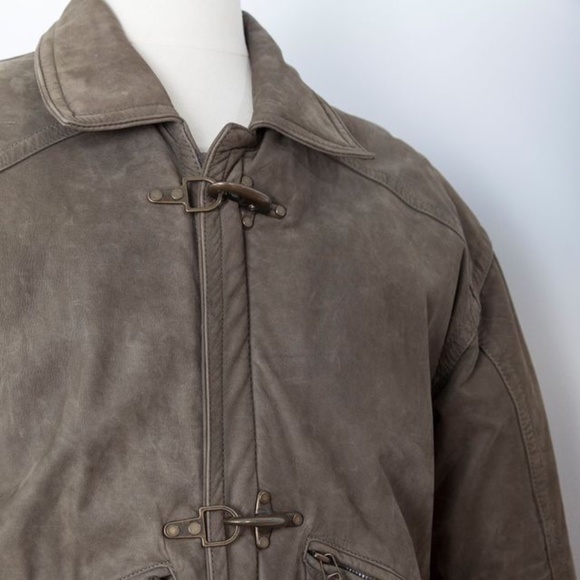 Soft Suede Leather Jacket - Green - Picture 2 of 10